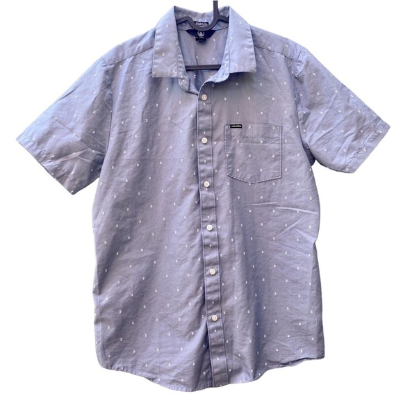Volcom Eanes Short Sleeve Button Up Shirt Ashley Blue M - Picture 1 of 6